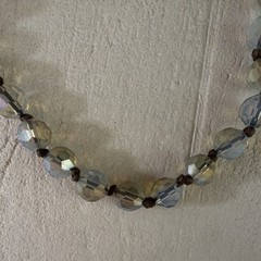 Beaded Glass Cord Necklace Adjustable Closure Bohemian Clear Brown Women