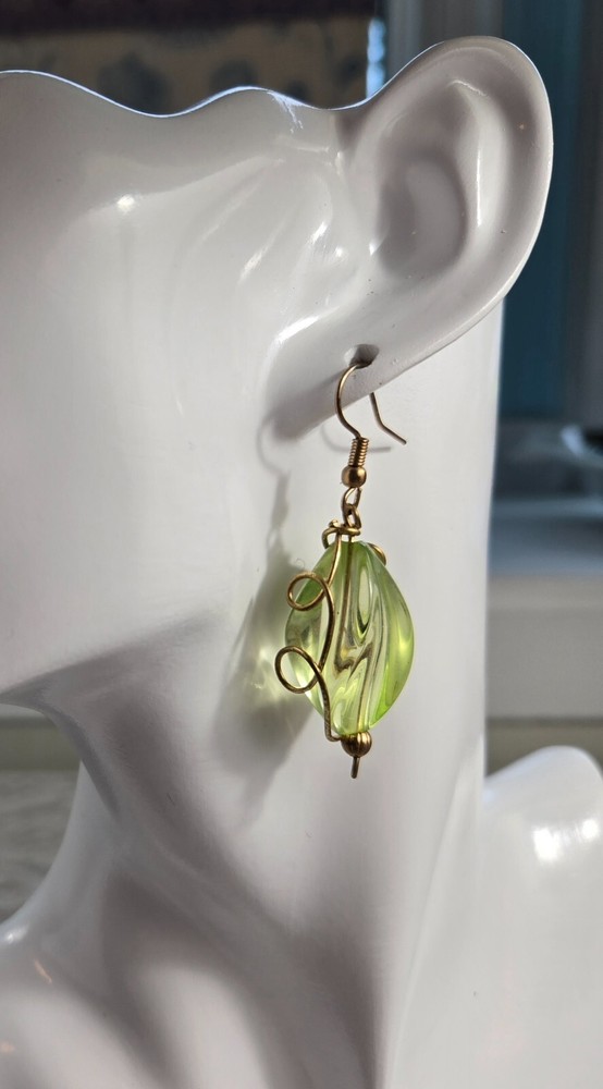 Mi Jardín Green Artisan Earrings for Pierced Ears OOAK