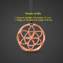 Flower of Life Pendant – 6 Petal Copper Design, 144 MHz Tensor Pendant