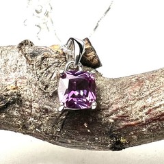 Lab Made Color Change Alexandrite Pendant, Sterling Silver, June Birthstone