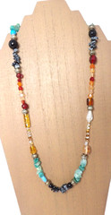Artisan Handcrafted Art Glass Beaded Necklace Multicolor Made With Love Stamped
