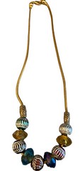 Handcrafted European style Dione beaded Gold Plated Necklace Green Red Gold Bead