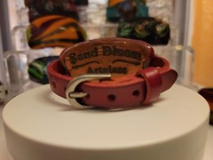 Art Glass Retro Marble Bracelet Genuine Leather Band Steampunk by SAND BLOOM