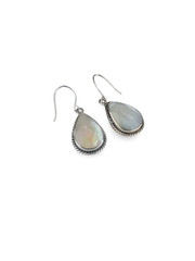 Teardrop Stone Earrings, Iridescent Earrings, Silver Teardrop Earrings