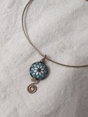 Handmade Forged Bronze With Golem Studio Bead Peacock DesignOn Vintage GP Choker