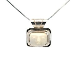 Sterling Silver Handmade Carved Face Pendant-(7/8 x 7/8 Inch)