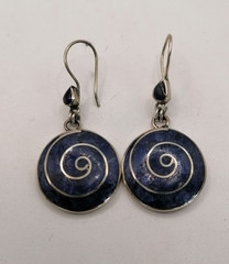 Handmade Alpaca Earrings with Inlaid Stone