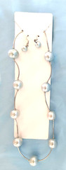 New Women’s Earrings and Necklace Gift Set Ice Blue Imitation Pearls Silvertone