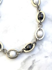 White Black Onyx Bracelet Protection from Evil Bracelet Silver Couple Jewelry