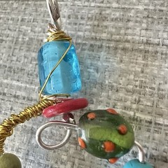 Pendant Glass Beads Colorful Elaborate Wire Wrapped Stones Multimedia 1600 Y