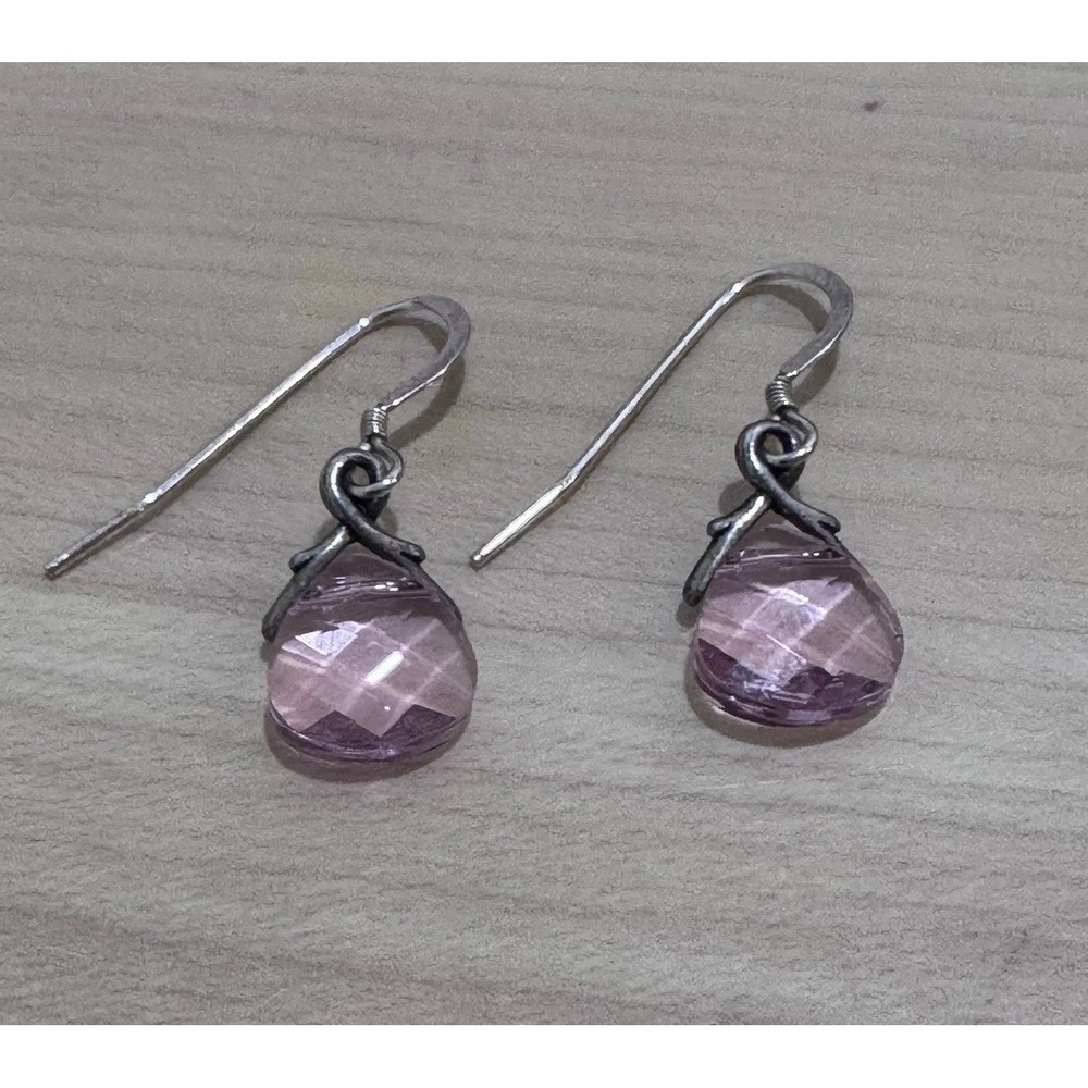 Light Rose Swarovski Crystal Briolette Earrings Sterling Silver