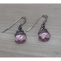 Light Rose Swarovski Crystal Briolette Earrings Sterling Silver