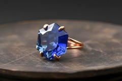 Sterling Silver Sapphire Ring Hexagon Cut Solitaire 16mm Birthday Gift