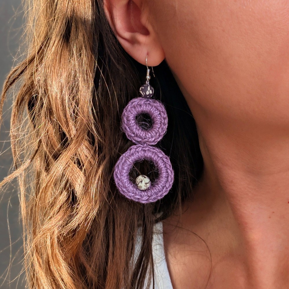 Handmade lightweight Jute Fiber Dangle Earrings, Nickel Free