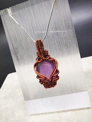 Labradorite Wire Wrapped Pendant, Purple Agate Copper Pendant, Handmade Pendant