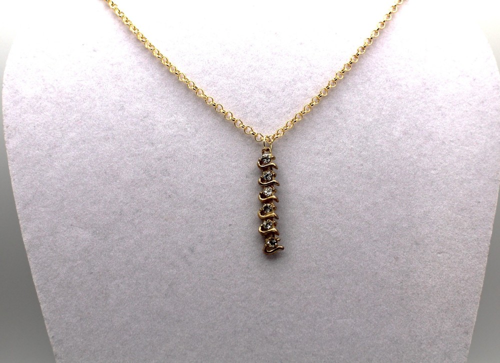 Handcrafted 21″ gold chain with 6 zirconias pendant necklace
