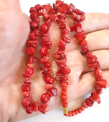 Red Coral Branch Bead Necklace 10mm 18 inch