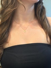 Initial Block Letter Pendant 14k Solid Gold Yellow White Rose Monogram Necklace