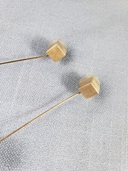Vintage brushed sterling silver long cube and globe/sphere pendulum earrings 3″