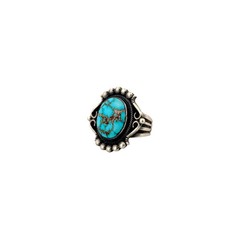 Calvin Martinez, Ring, Water web Kingman, Sterling Silver, Navajo, 8