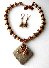 Petoskey Pendant & VERY RARE Petoskey Beads / Necklace Set / 23″ / UNIQUE!