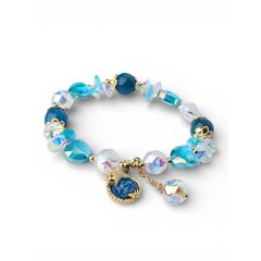 Blue Swarovski Beaded Bracelet With Charms