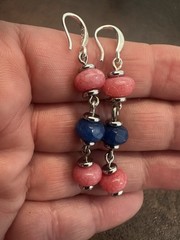 Handcrafted Pink and Blue Bead Dangle Earrings