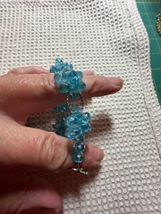 Handmade Blue Bicone Crystal Bead Flower Link Bracelet with Toggle Clasp