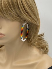 Handmade Beaded 3 inch Hoop Round Earrings Liverback for Women Girl All Season