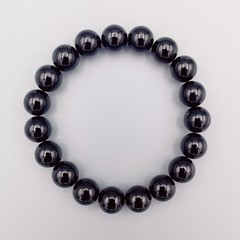 Stunning Natural Black Obsidian Bracelet – 10mm Polished Beads 7.5 Inch Stretch