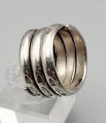 Vintage Sterling Silver Ring Ethnic Hill Tribe Stamped Adjustable Snake Coiled