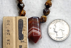 Carnelian Stone with Tiger eye faceted beads handmade adjustable necklace.