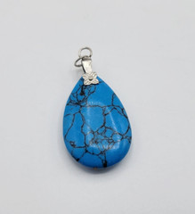 Turquoise Blue Stone Mineral Rock Tumbled Polished Teardrop Pendant