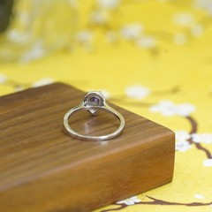 Size 10, vintage Sterling 925 silver ring with teardrop rainbow topaz and cz