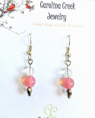 Clearly Pink! Pink Quartz With Clear Cut Quartz Handcrafted Earrings WBGP106