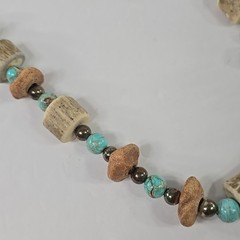 Handmade Tribal Boho Necklace Turquoise Beads Bone Horn Discs Rustic Natural….