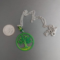 Retired Necklace Sienna Sky Green Tree of Life Pendant Hand Made in Colorado 18”