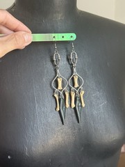 Women’s Dangle Drop Earrings Bone Black Spike witchy bone jewelry oddities