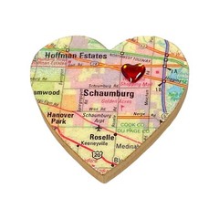 Heart Brooch Pin 2” Chicago Map Wood Eclectic Boho Urban Artisan Unisex Gift