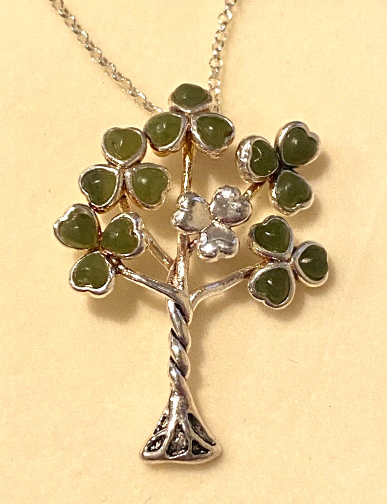 Irish 3 Leaf Clover Tree Sterling Silver Connemara Marble J.C. Walsh & Sons NEW