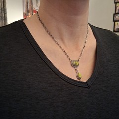 Southwestern Palomino Turquoise Y Drop Lariat Necklace 14-20in Sterling Silver