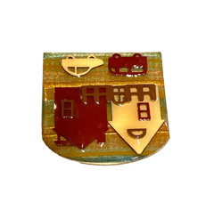 Vintage Lucinda Brooch House Pins Home Picket Fence Cars Cream Reddish Brown EUC