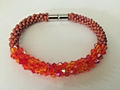 On Fire Beaded Crystal Magnetic Stainless Steel Closure Bracelet 8″