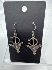 Moroccan Berber Fibula Silver Alloy Dangle Earrings Unmarked