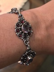 GENUINE AMETHYST & GARNET BRACELET MADE IN INDIA STERLING SILVER FREE SHIPPING