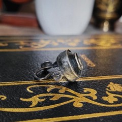 Vintage 90s Artisan Glass Ring Swirl Design Adjustable Rustic Boho Handmade