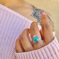 Oyster Copper Turquoise Ring 925 Sterling Silver Ring Opal Turquoise Ring USA