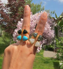 NEW! Marz Gems Gold Plated Sterling Silver Moonstone Gemstone Adjustable Ring