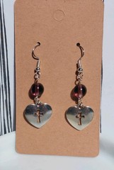 Purple Glass Bead Handmade Dangle Earrings- Recycled Vintage Jewelry