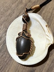 Black Shiva Lingam Pendant, 1 Inch Shiva Lingam Copper Wire Wrap